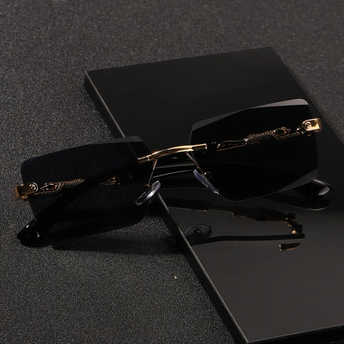 1pc Rimless Sunglasses Rectangle Women Men Shades Small Square Sun Glasses For Female Male Beach Vacation Travel Eyewear